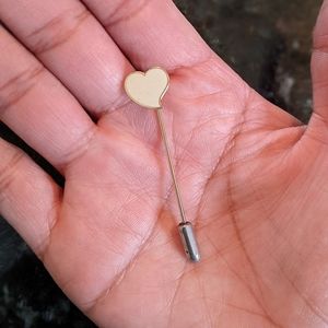 Vtg White Heart Stick Pin